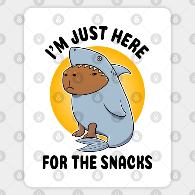 I'm just here for the snacks Capybara Shark Sticker by capydays